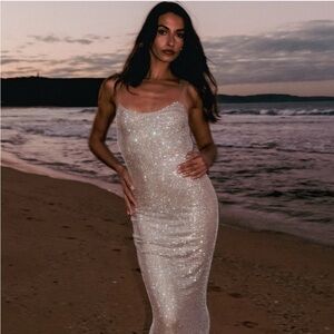 Meshki Sparkling Silver Maxi Dress